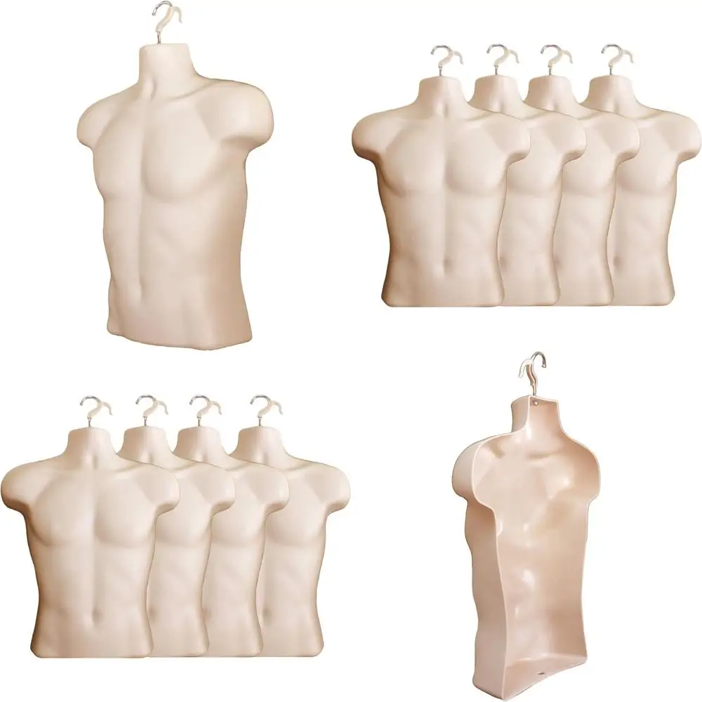 

Stackable Male Mannequin Set for S-M Clothing, Hollow Back, Hanging Hooks, Display Stands