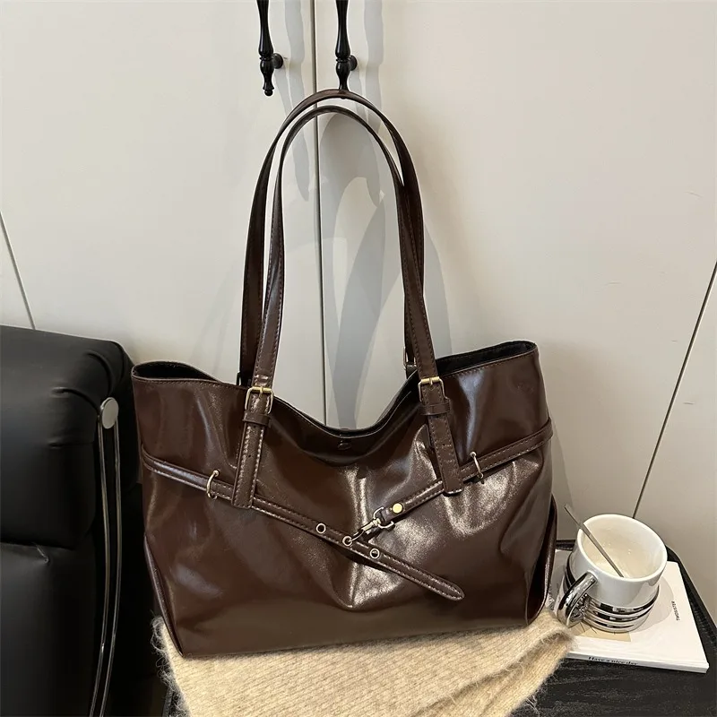 

Сумка на плечо из искусственной кожи с магнитной пряжкой и регулируемым плечевым ремнем Универсальная большая сумка большой вместимости