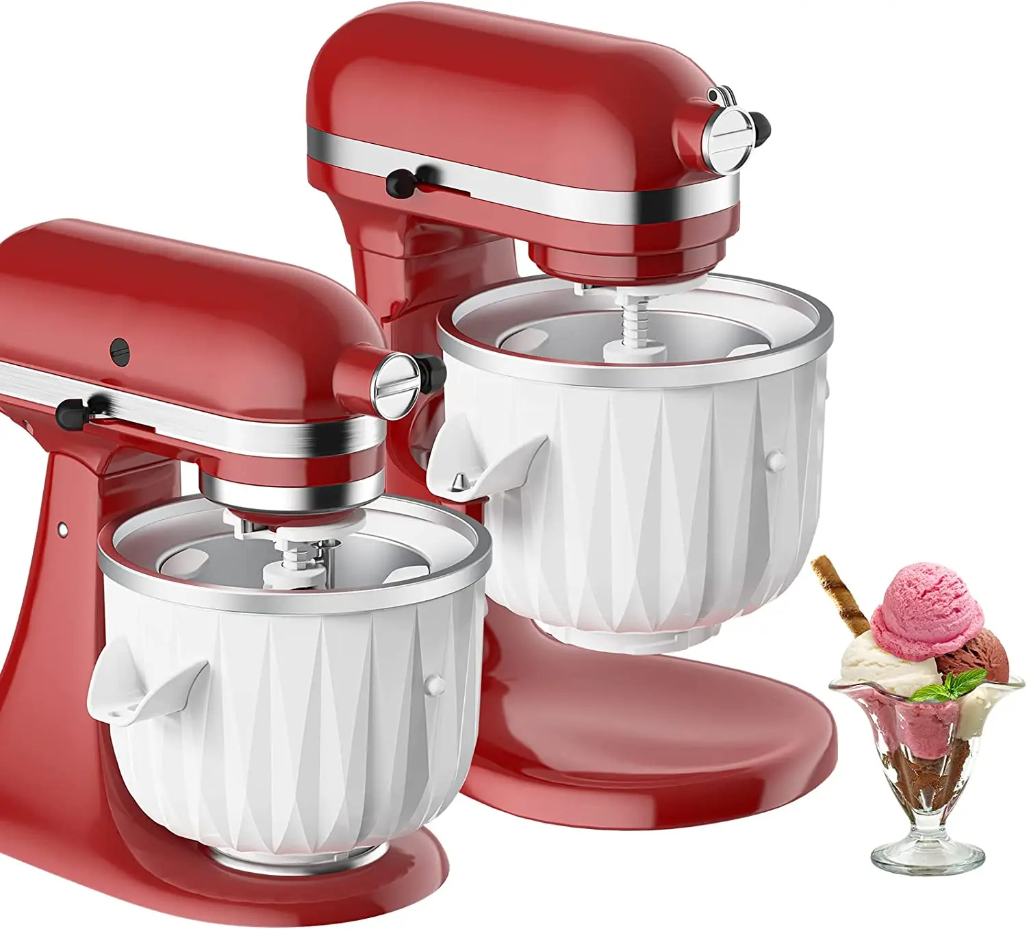 Ice Cream Maker Attachment for KitchenAid Stand Mixer, Compatible with KitchenAid 4.5 Qt and Larger Stand Mixers, 2-Quart Frozen