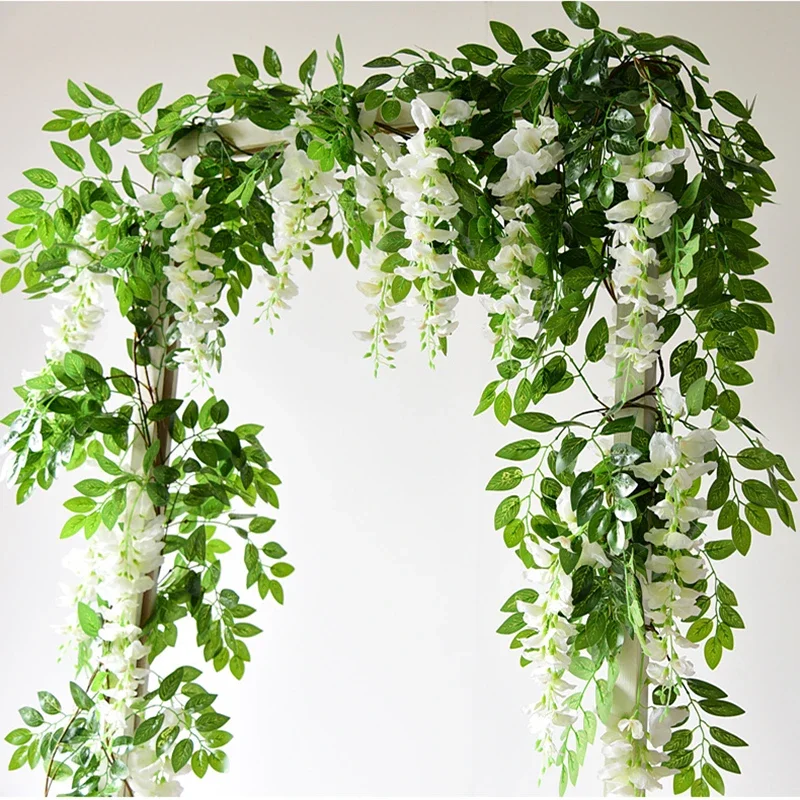 7ft 2m Flower String Artificial Wisteria Vine Garland Plants Foliage Outdoor Home Trailing Flower Fake Flower Hanging Wall Decor