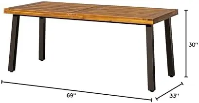 6 Person Acacia Wood Dining Table for Kitchen,Natural | Farmhouse Kitchen Table for 6 for Indoor Outdoor Mesa De Comedor