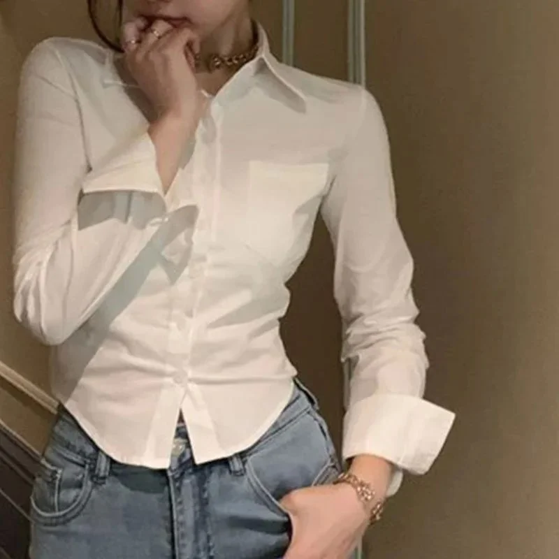 

Ele Женские корейские блузки Faion Streetwear Cleanfit Sle ort Sve A-Line Sve Полипропилен Thin Spring irt