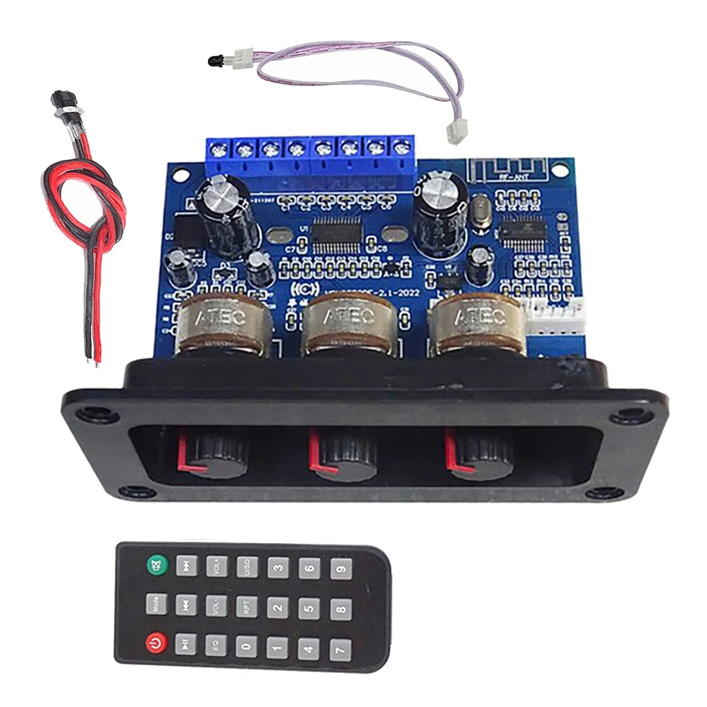 

2.1 Channel Bluetooth 5.0 Audio Amplifier Board 2X25W+50W Subwoofer Class D Amplifier Kit with DC Female+Remote Control