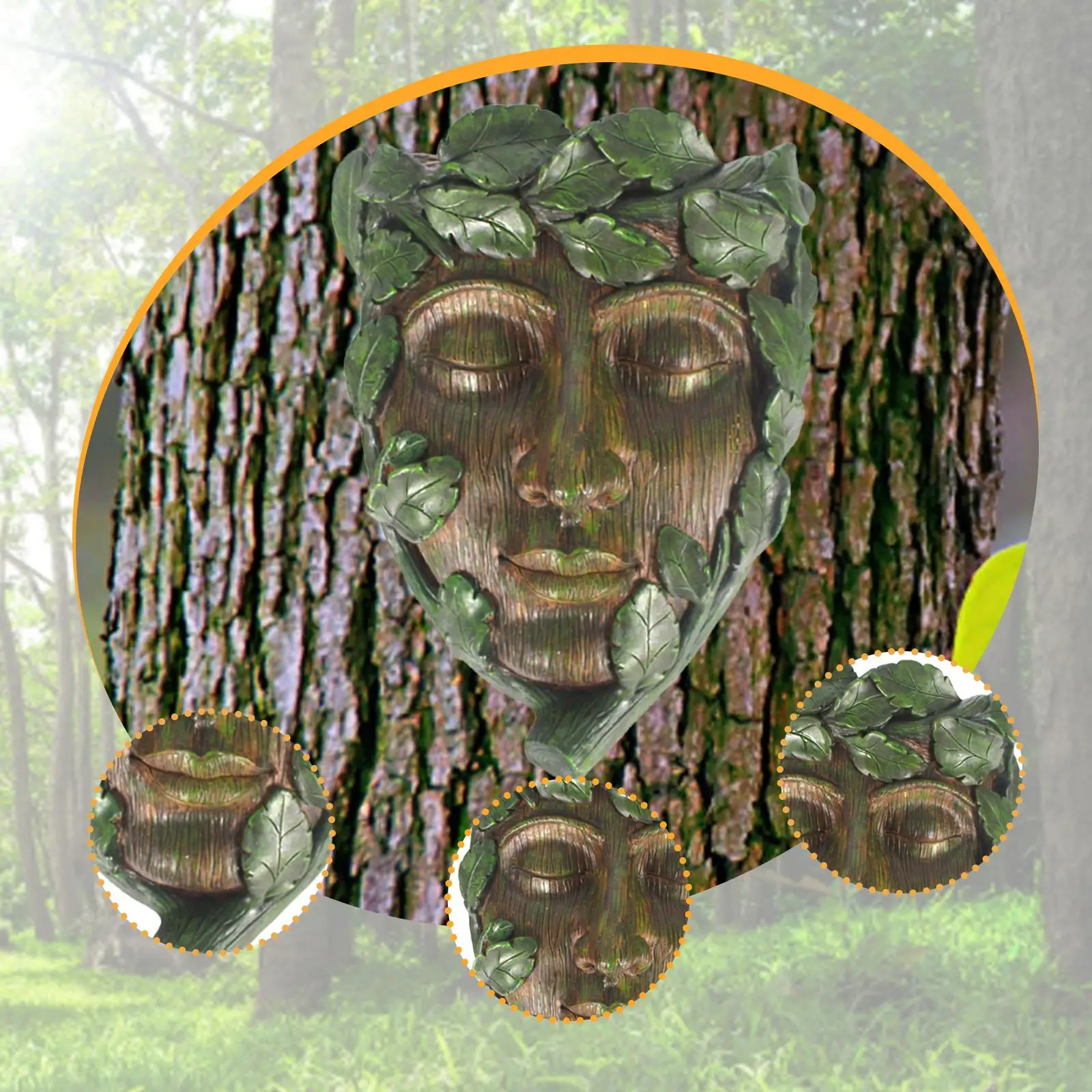 

Tree Face Sculpture Planter Creative Hanging Ornament for Patio Outside Yard