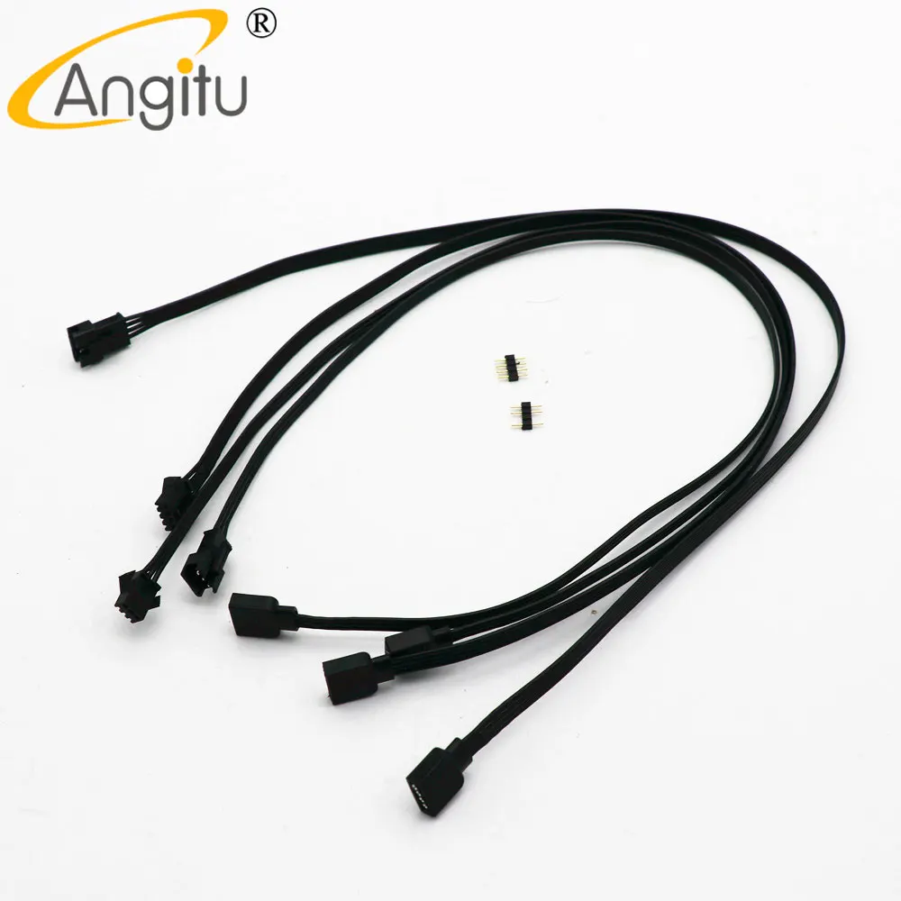 Angitu 12V/5V RGB ARGB Tản Nhiệt DEEPCOOL/Phanteks/Liên-Lý Ánh Sáng LED Dây SM 3Pin/4Pin ARGB Điều Khiển Adapter Cable-50cm