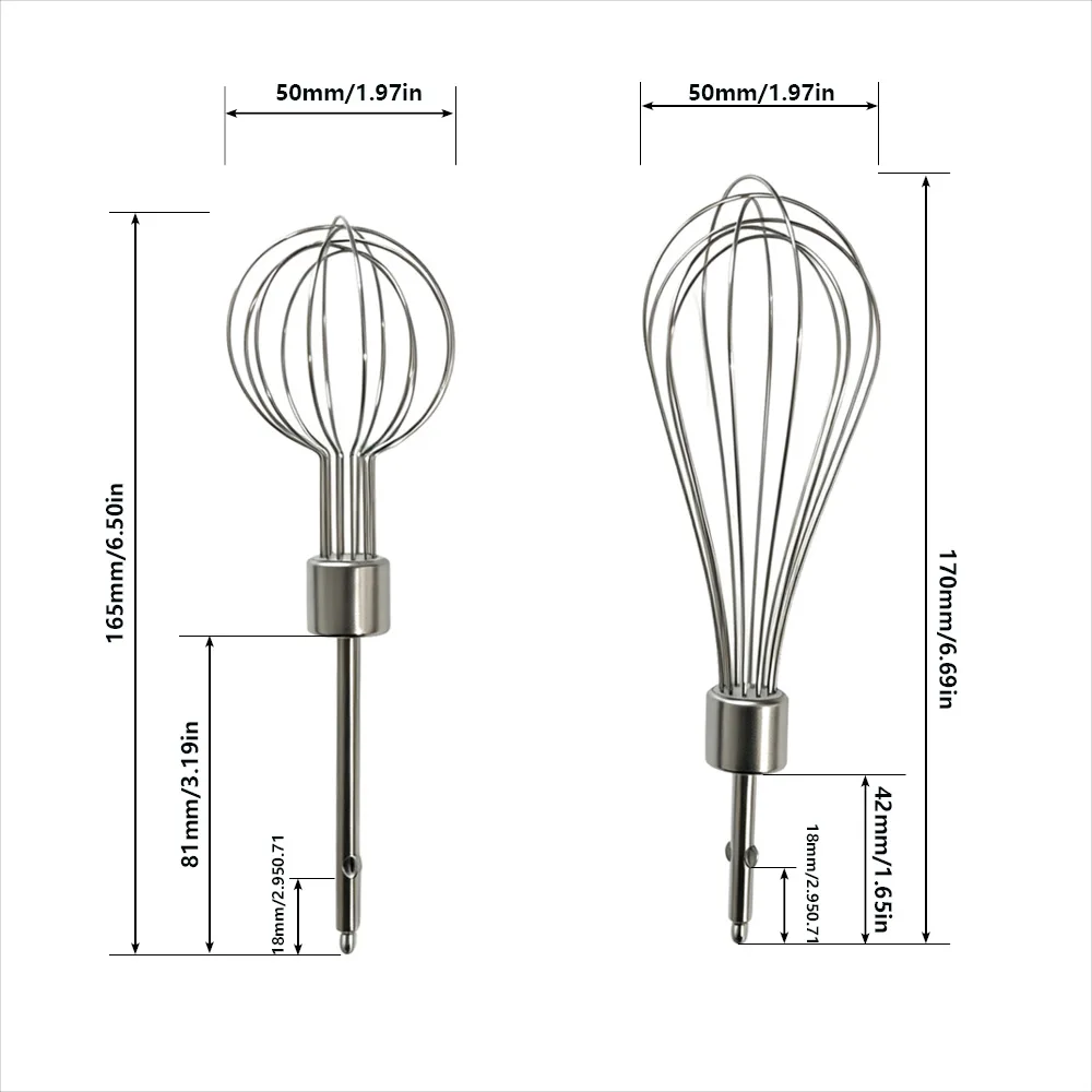 2Pcs 304 Stainless Steel Whisk Replacement Stick, Universal Electric Hand Mixer Attachment for Whipping Egg Cream Baking Dessert