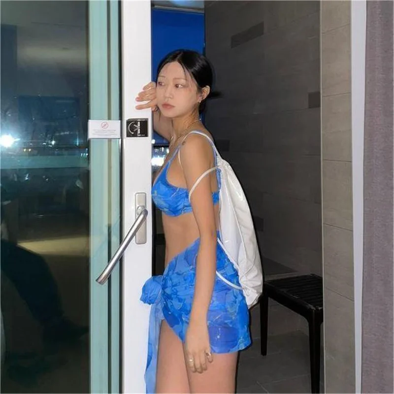 Costumi da bagno da donna 2024 Bikini da donna Costumi da bagno stampati Backless Sexy Tankini Cinturino in tre pezzi Hot Spring Swimsu it M-XL