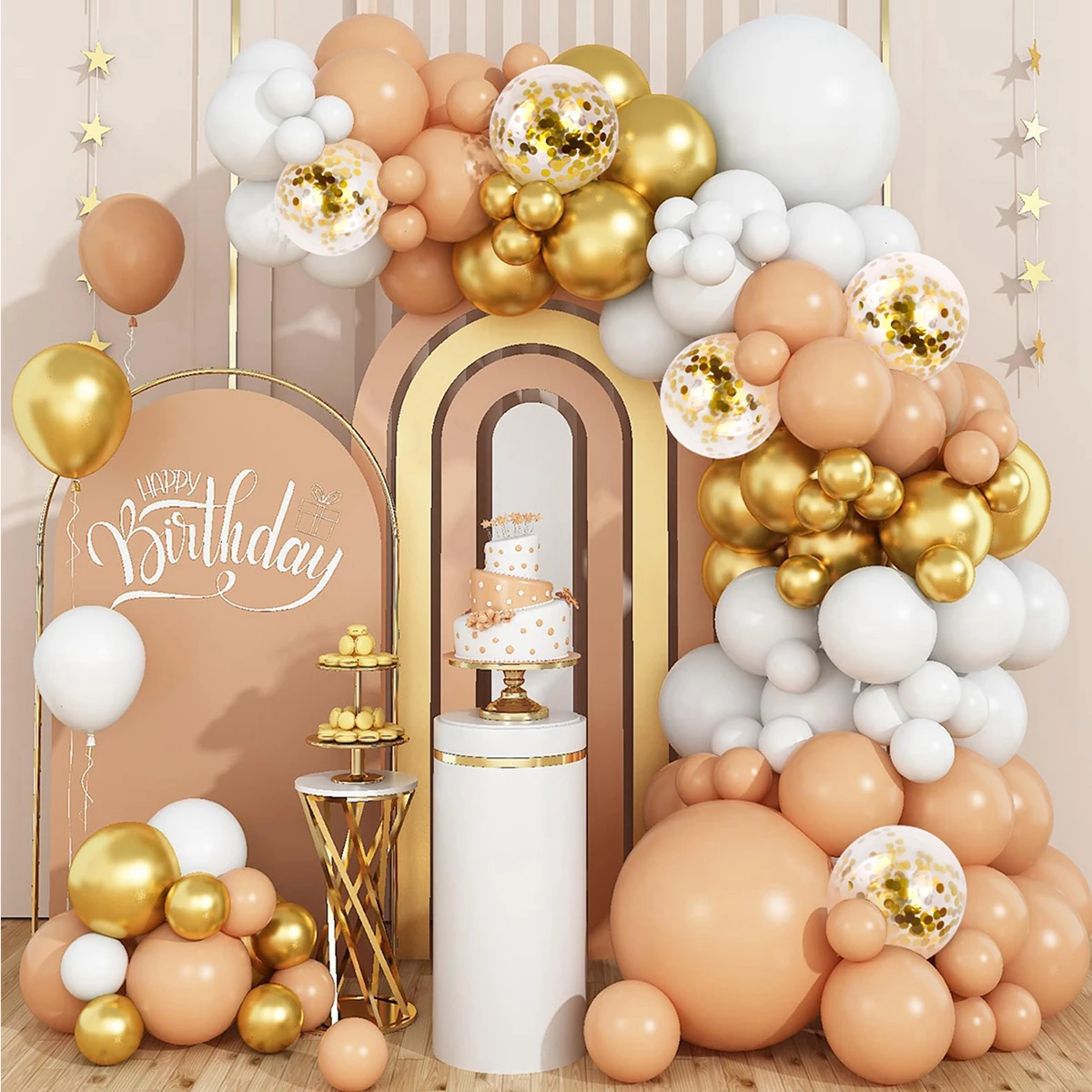 

Sand White Gold Skin Balloons Garland Arch Kit Birthday Party Baby Shower Wedding Anniversary Birthday Decoration Party Supplies