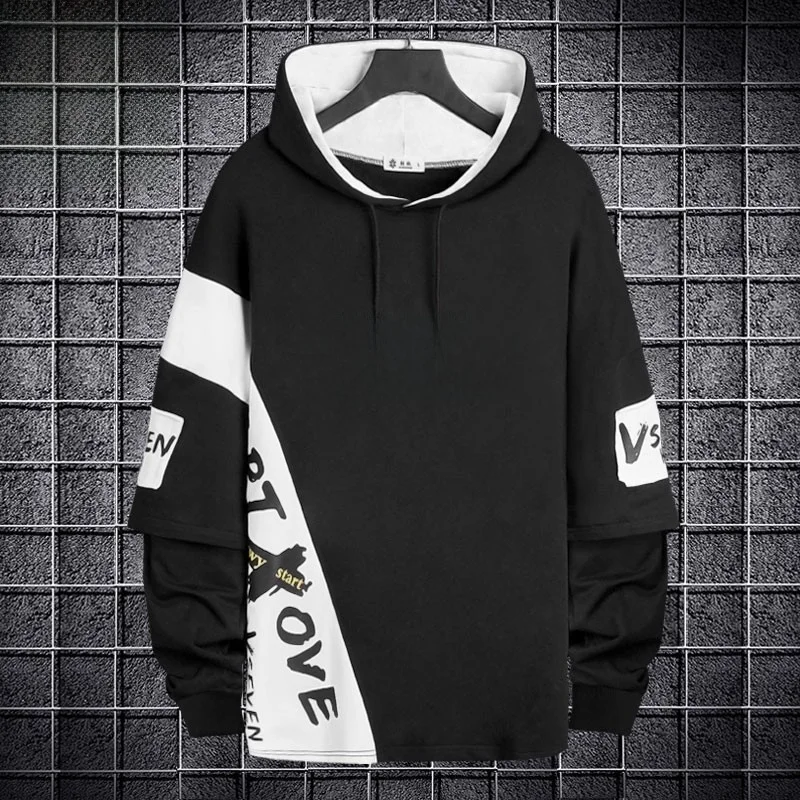 

Повседневная толстовка с длинными рукавами из чистого хлопка, модная молодежная свободная толстовка с принтом для мужчин.