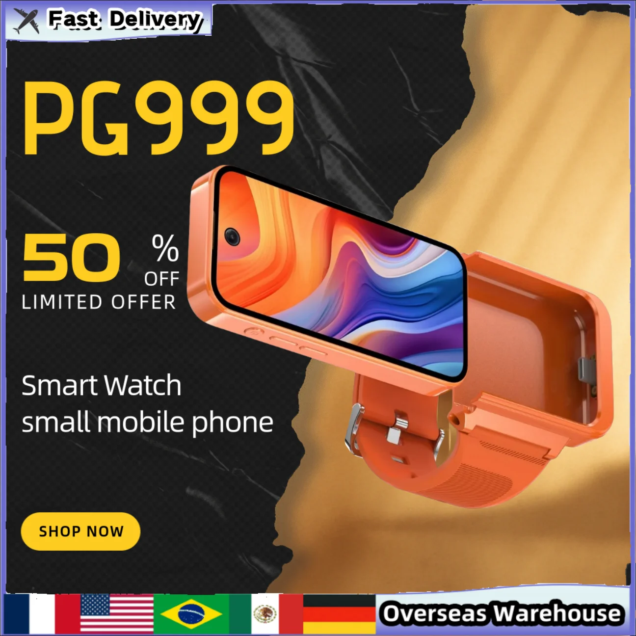 PG999 스마트워치 소형 휴대폰 터치스크린 4G Wi-Fi GPS 듀얼심 듀얼 스탠바이 글로벌 연결 안드로이드 12 HD 카메라 선물