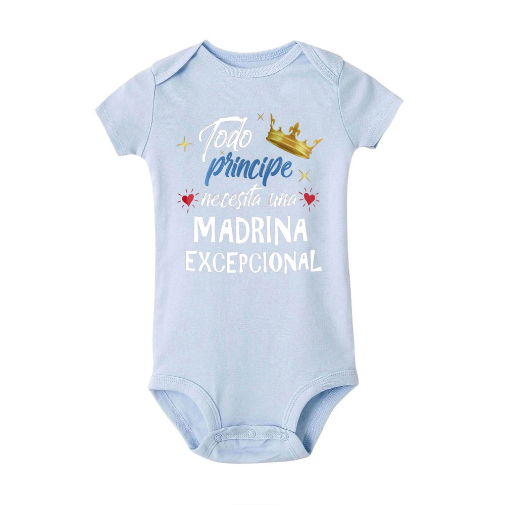 Every Prince Needs An Outstanding Godmother Printed Baby Bodysuit Newborn Summer Short Sleeve Jumpusits Infant Boys Clothes