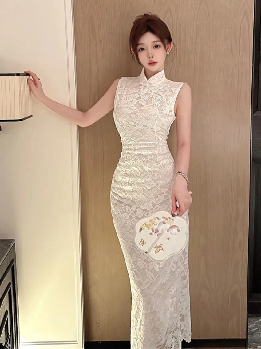 

New Chinese Sle National Trend Improved Lace Dr Sexy Split Body Wrap Vest Dr Pure Desire Faionable