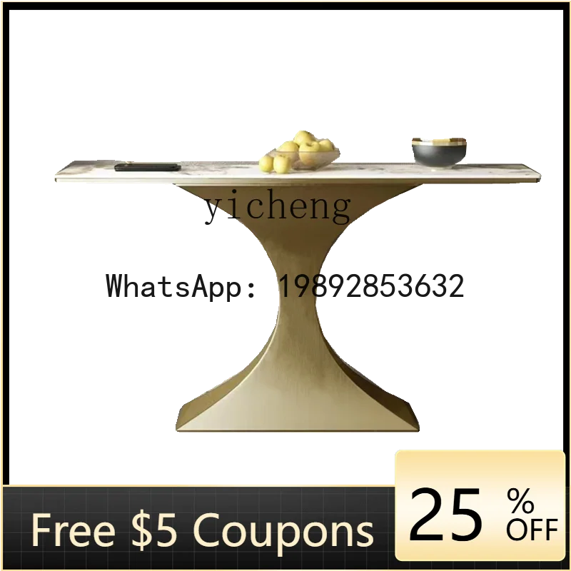 

G1 stainless steel champagne gold brushed rock slab entrance table cabinet entrance door against the wall entrance platform