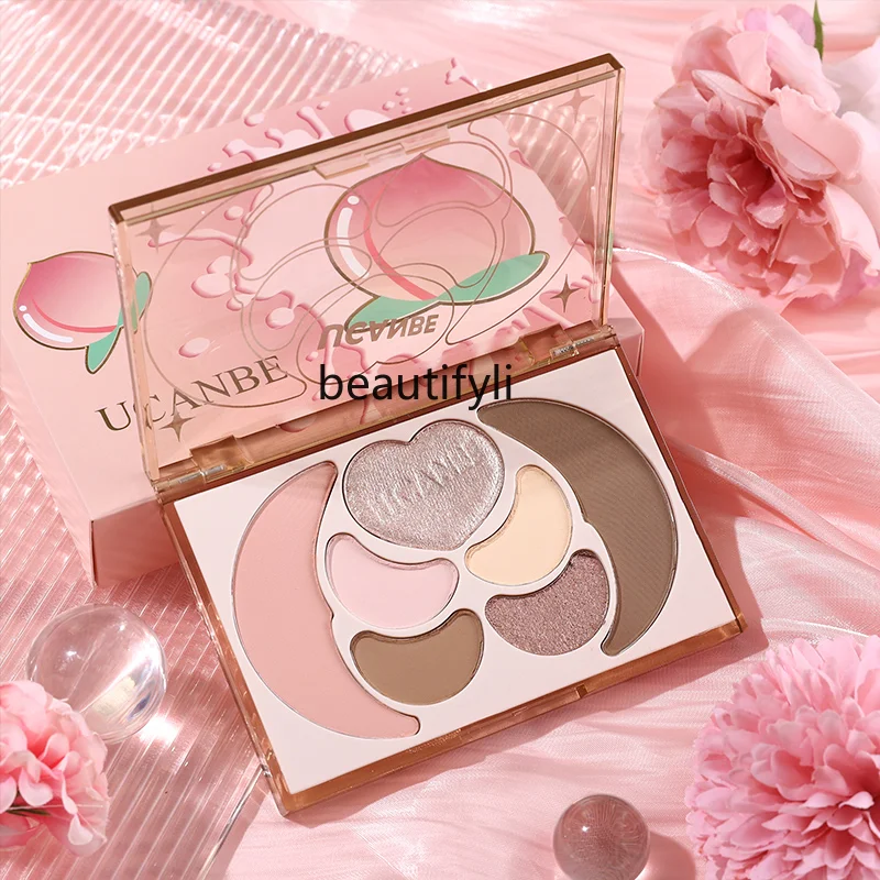 

Seven-Color Eye Shadow Plate Makeup Comprehensive Plate Matte Repair Highlight Blush Powder Color Series Peach Novice