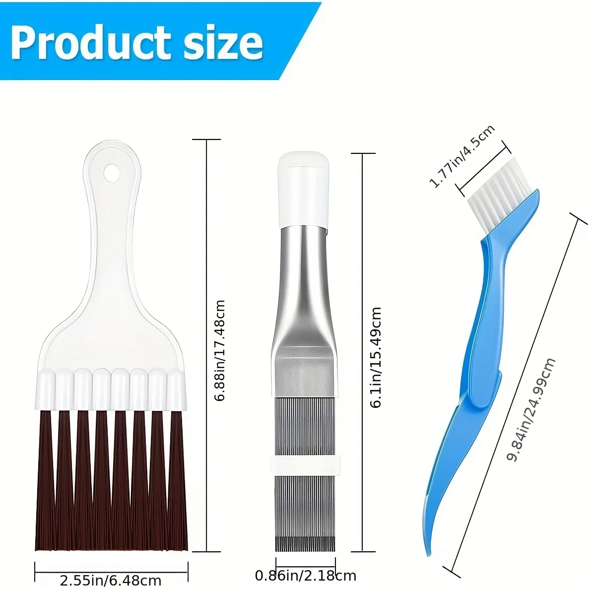 Car air conditioning cleaning kit: fin comb and brush suitable for maintenance of condenser, evaporator, compressor and radiator