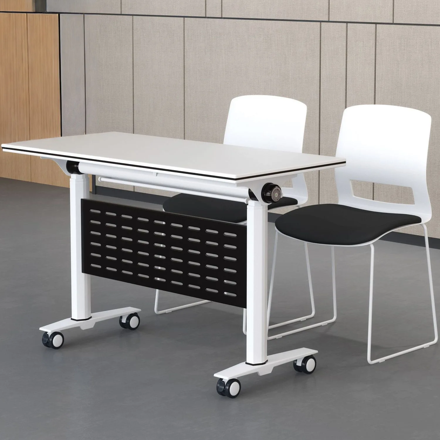 

Hxl modular office training desk with baffle, mobile bench desk