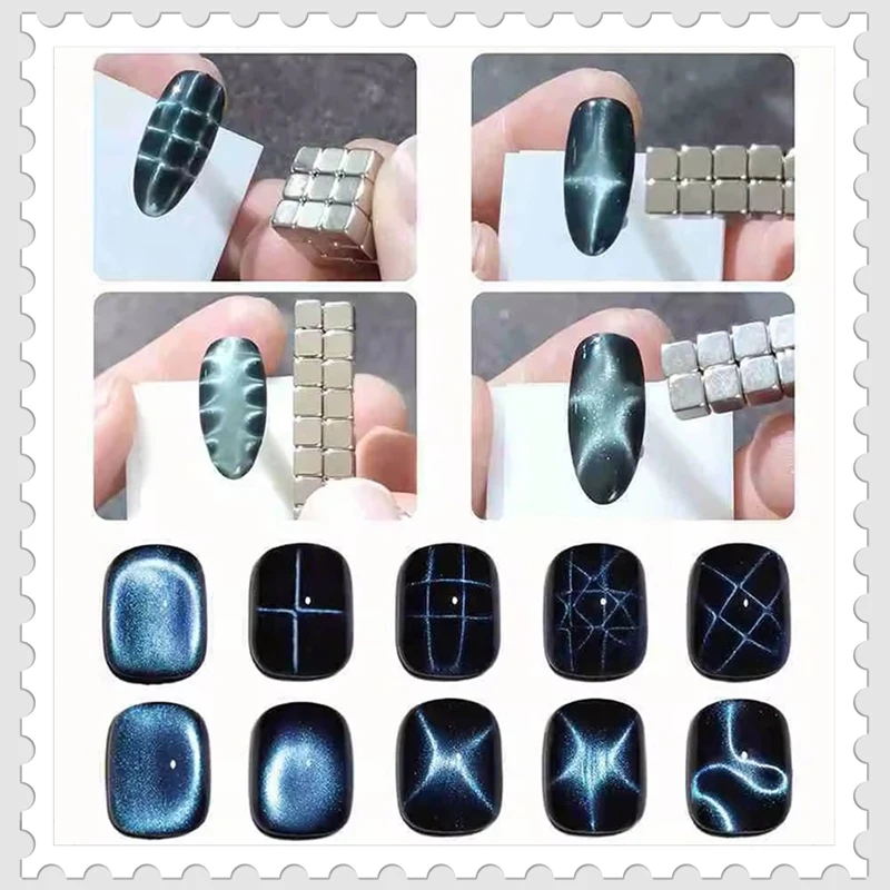 

27pcs Cat Eye Magnets Cube for Nails Strong Magnetic Square Stick 9D/5D Cat Eye Gel Polish Line Strip DIY Manicure Design Tool