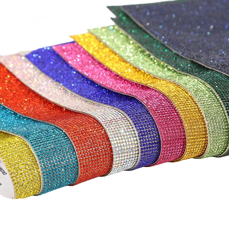 12x20cm zelfklevende kristallen strass sticker glanzende diamanten lint geschenkdoos kleding decoratie DIY autotelefoon kunst ambachtelijke decor