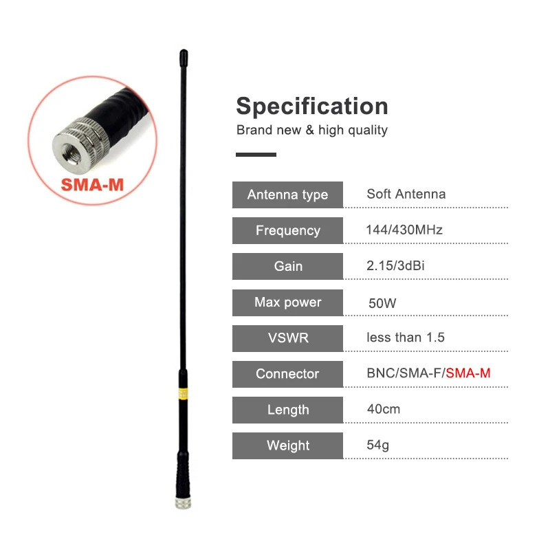 

Anysecu Walkie-Talkie Antenna SMA-M FP405 144/430Mhz UV Handheld For YAESU VX-1R BaoFeng UV-3R TONGFA UV-985 TYT TH-UV8R UV-F9