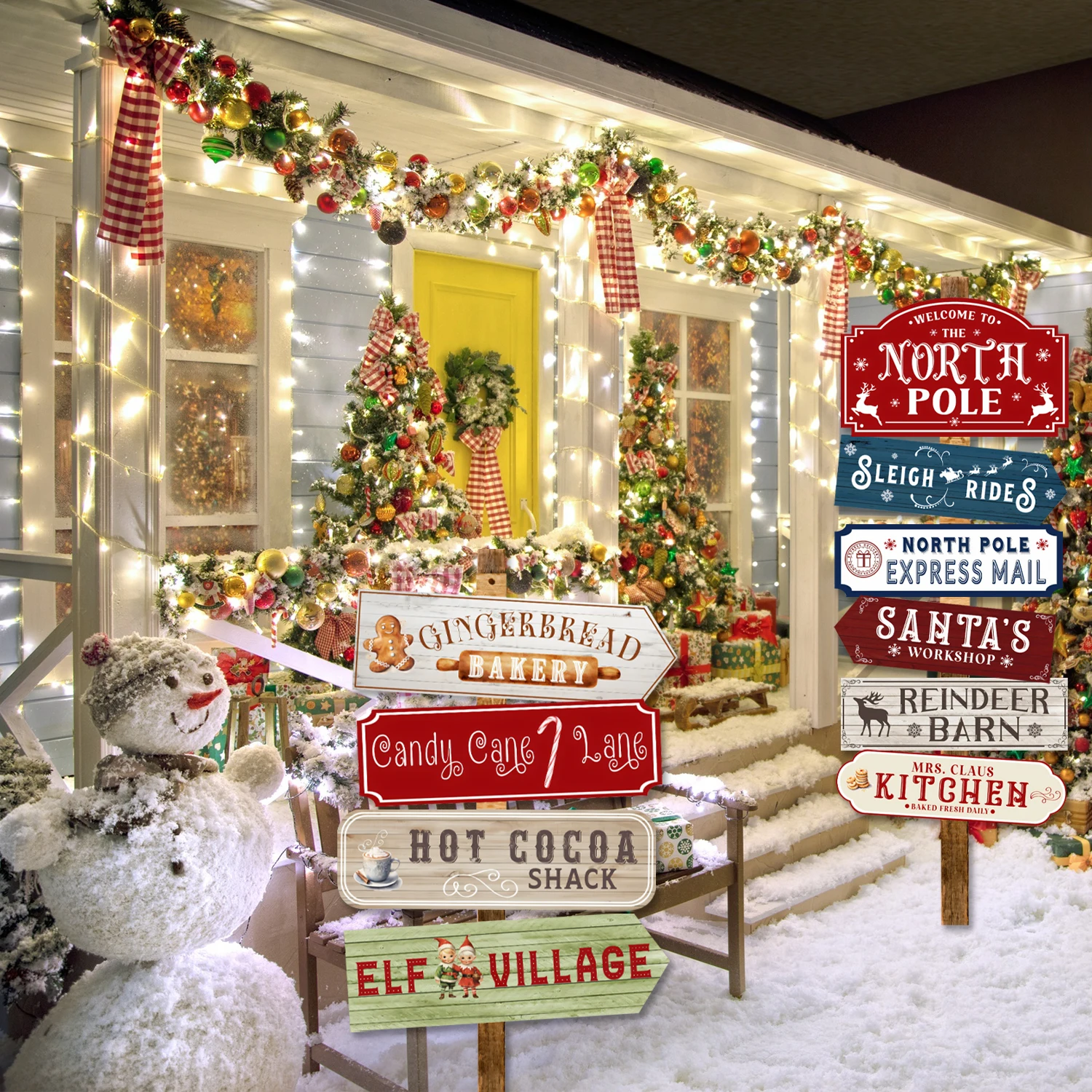 10 قطعة عيد الميلاد القطب الشمالي علامات ورقية اتجاهية عيد الميلاد الديكور 2025 عيد الميلاد سانتا شمال نافيداد ناتال السنة الجديدة هدية 2026