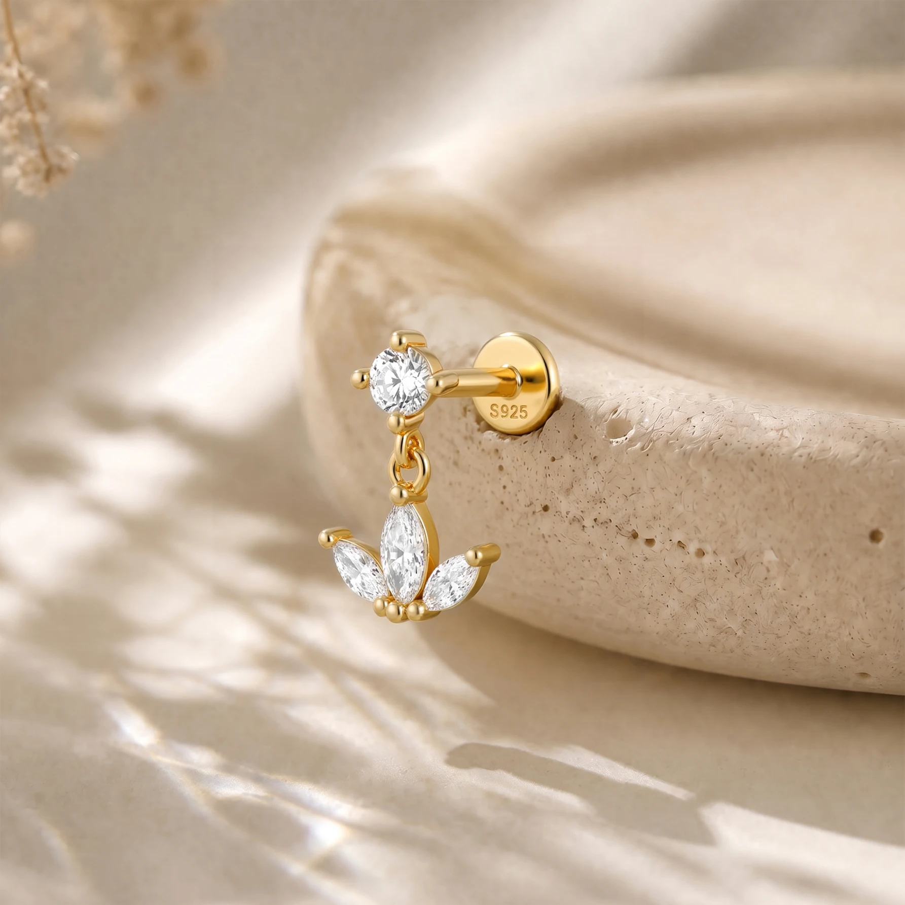 AIDE Pendientes de Plata de Le - Tragus Flat Back reseña y precio