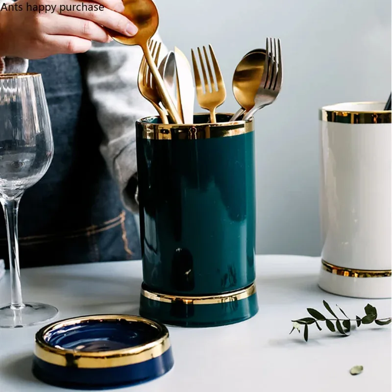 

Phnom Penh Ceramic Chopstick Holder Chopsticks Draining Rack Kitchen Supplies Cutlery Cage Chopstick Bucket Tableware Organizer