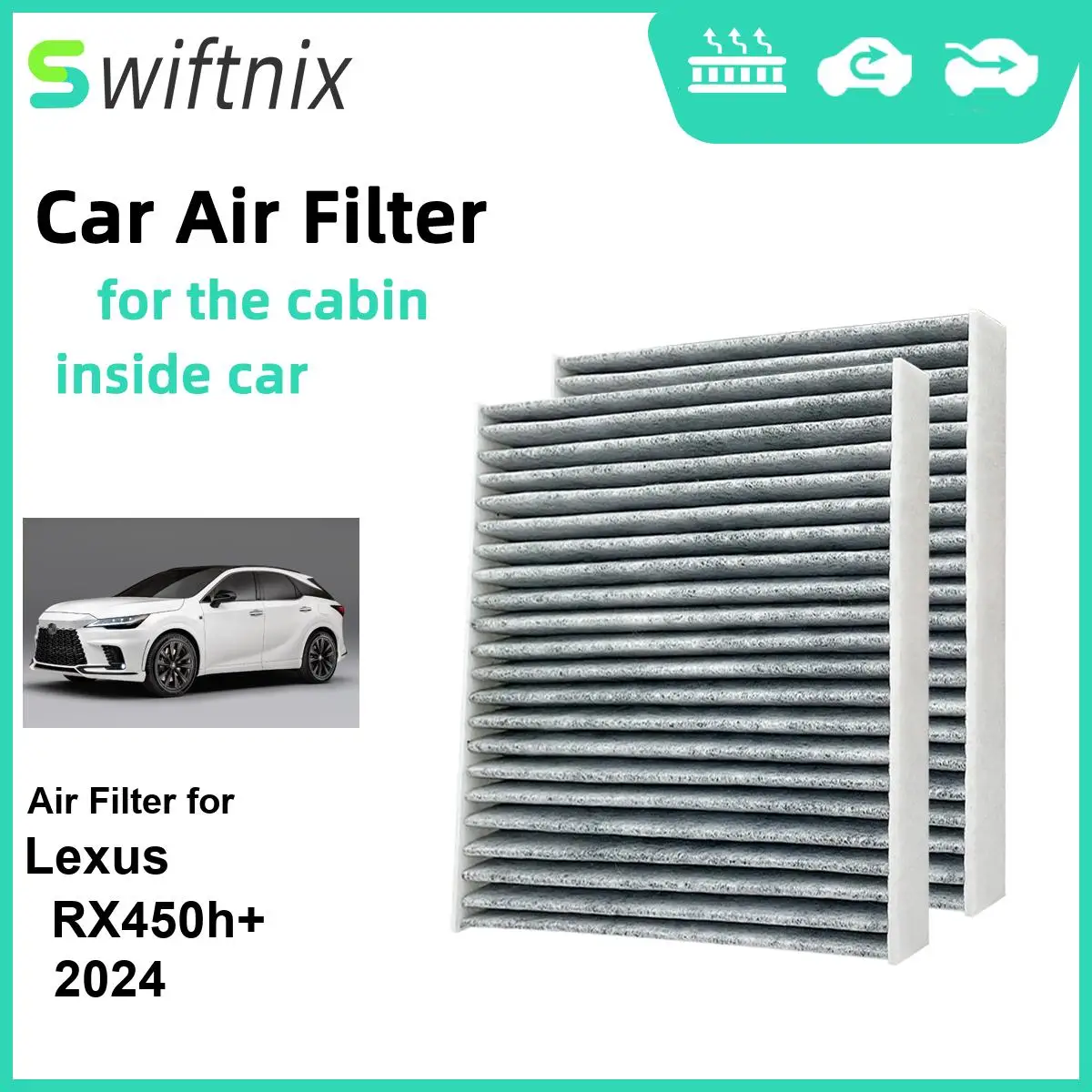 2PCS Activated Air Filter Calm Carbon Fiilter Cabin for Lexus RX450h+ 2024 CF12157 87139-0E040 87139-0R030 97139-58010