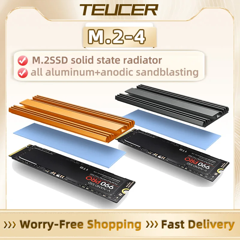 

Алюминиевый радиатор TEUCER M.2 2280 NVMe SSD с термопрокладкой для охлаждения PS5/ПК/ноутбука, толщина 5 мм
