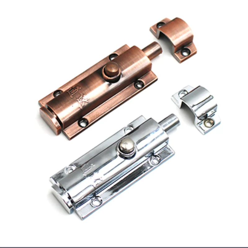 Home Door Window Security Bolt Lock Button Open Type Chrome Plated Zinc Alloy 88*32mm Rust-proof Durable