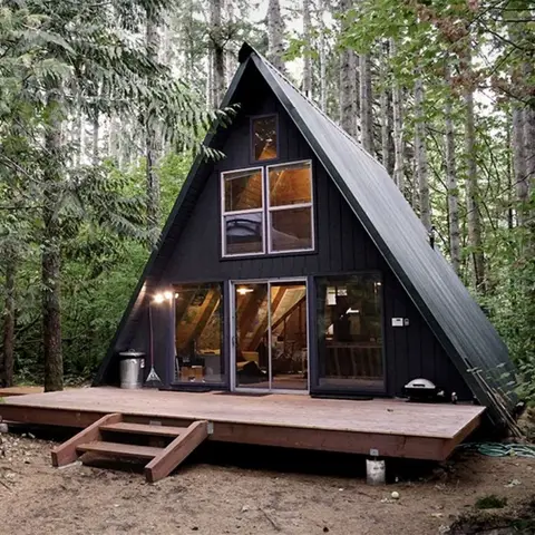 Modern Triangle House A Frame Wooden Cabin Prefab Kit Fast Assembly Customized for Holiday Park Glamping Site Residential Use
