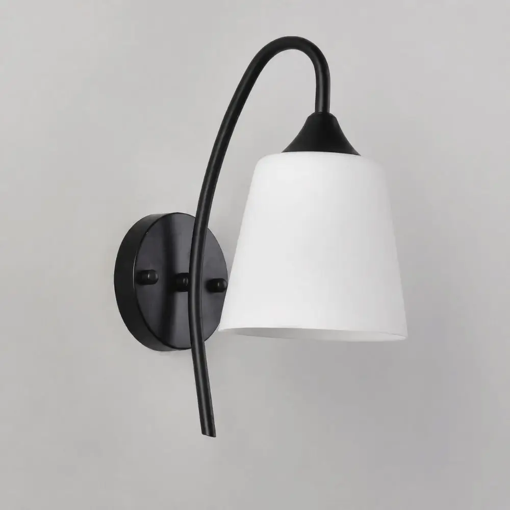 Matte Black Finish Wall Light Fixture Milky White Glass 110-220V Wall Sconce Light Bulbs Not Included E26 Wall Sconce Corridor