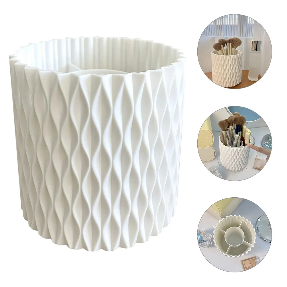 Desk Rotating Makeup Brush Barrel Organizer Desktop Pencil Cup Storage Box Student