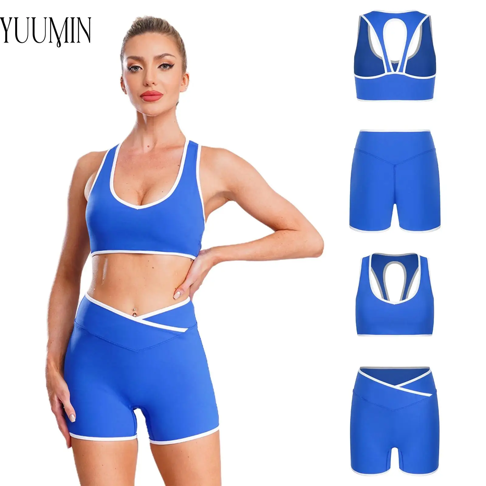 

Женский спортивный костюм для йоги, укороченная майка без рукавов со съемной грудью и шорты, компрессионная активная одежда для бега, гимнастики