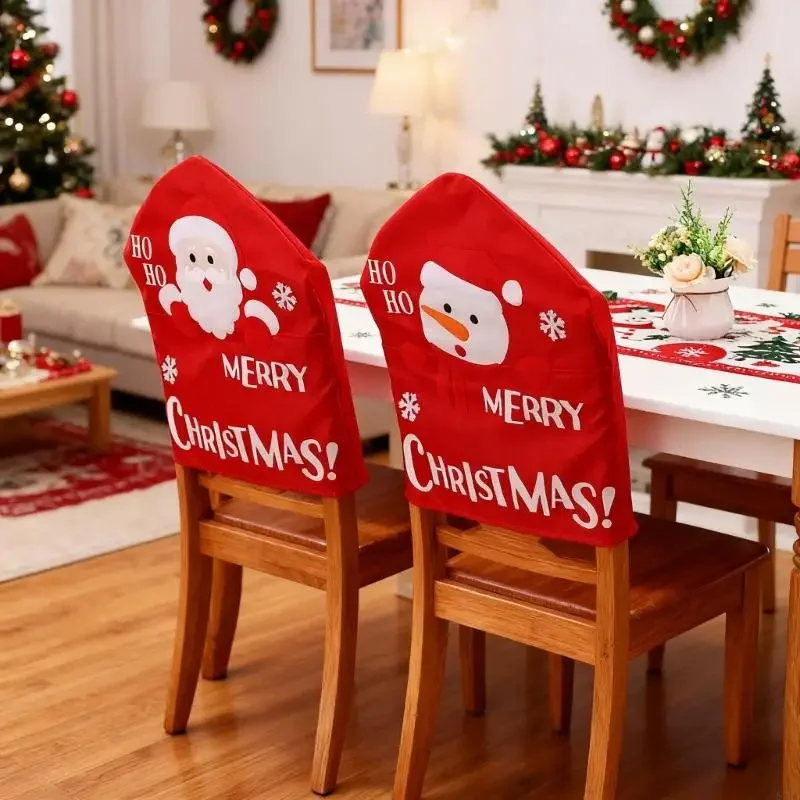 Christmas Santa Soft Chair Cover Universals Size Machine Washable for Home Office Christmas Party Decoration Y5GB 3