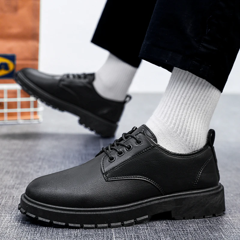 Men's Leather Shoes Casual Comfort Black Formal Oxfords For Men Lightweight Office Shoes