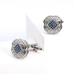 Cufflinks for Men XK21S009 Luxury Blue Crystal Square Silver Color Button Formal Dress Shirt Cuff Links Jewelry Gifts