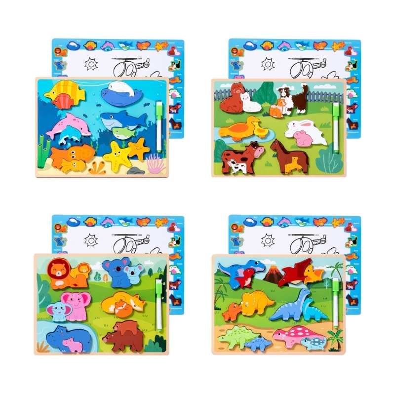 

Kids 2in1 Puzzle&Painting Board Toy Educational Toy Puzzle Toy Hand-eye Coordination Toy for Toddler