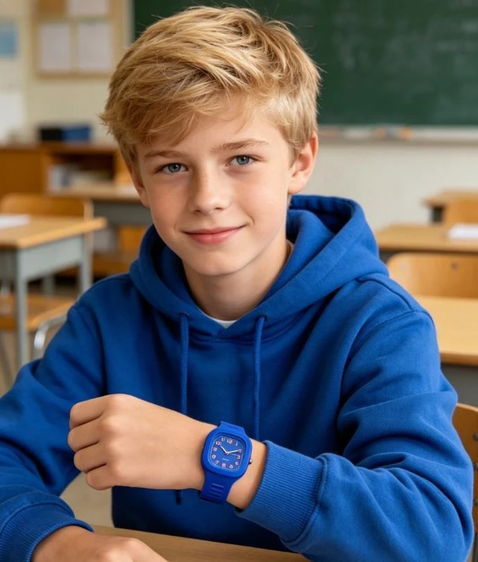 Square Electronic Watch with Silicone Band - Sporty Fashionable Digital Watch for Students Teen