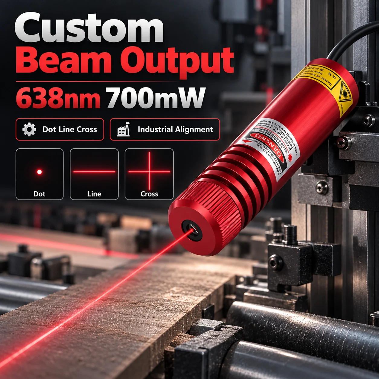 ZhonNa 638nm700 Red Laser Positioning Module Cross Line Dot Tire Wheel Alignment Tool Instrument Part Accessories Aluminum Shell