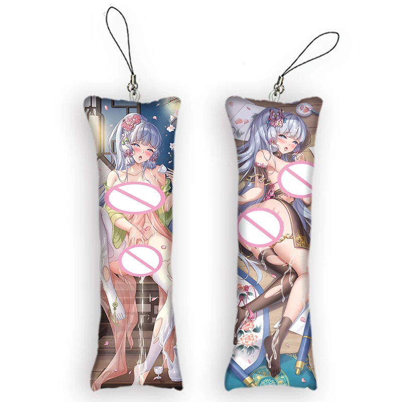 

Kamisato Ayaka Cute Anime Key Chain Pendant Genshin Impact Mini Dakimakura Accessories Small Pillow Bag Otaku Keyring Pendants