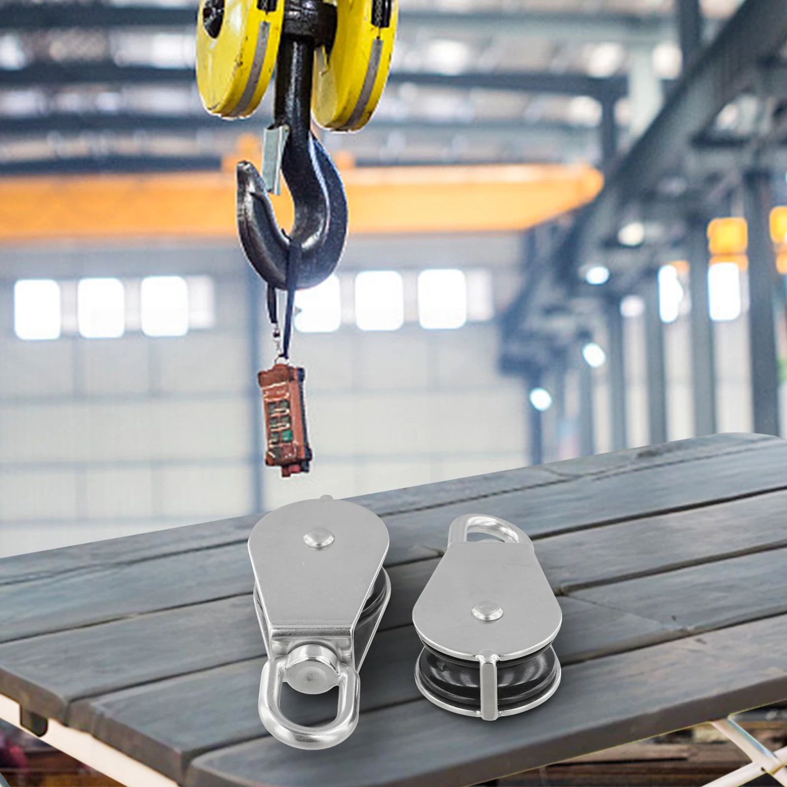 304 Stainless Steel Single Pulley Block M50 for Rope Sizes 38 to 12 Inches with Eight Hundred Pounds Load Capacity