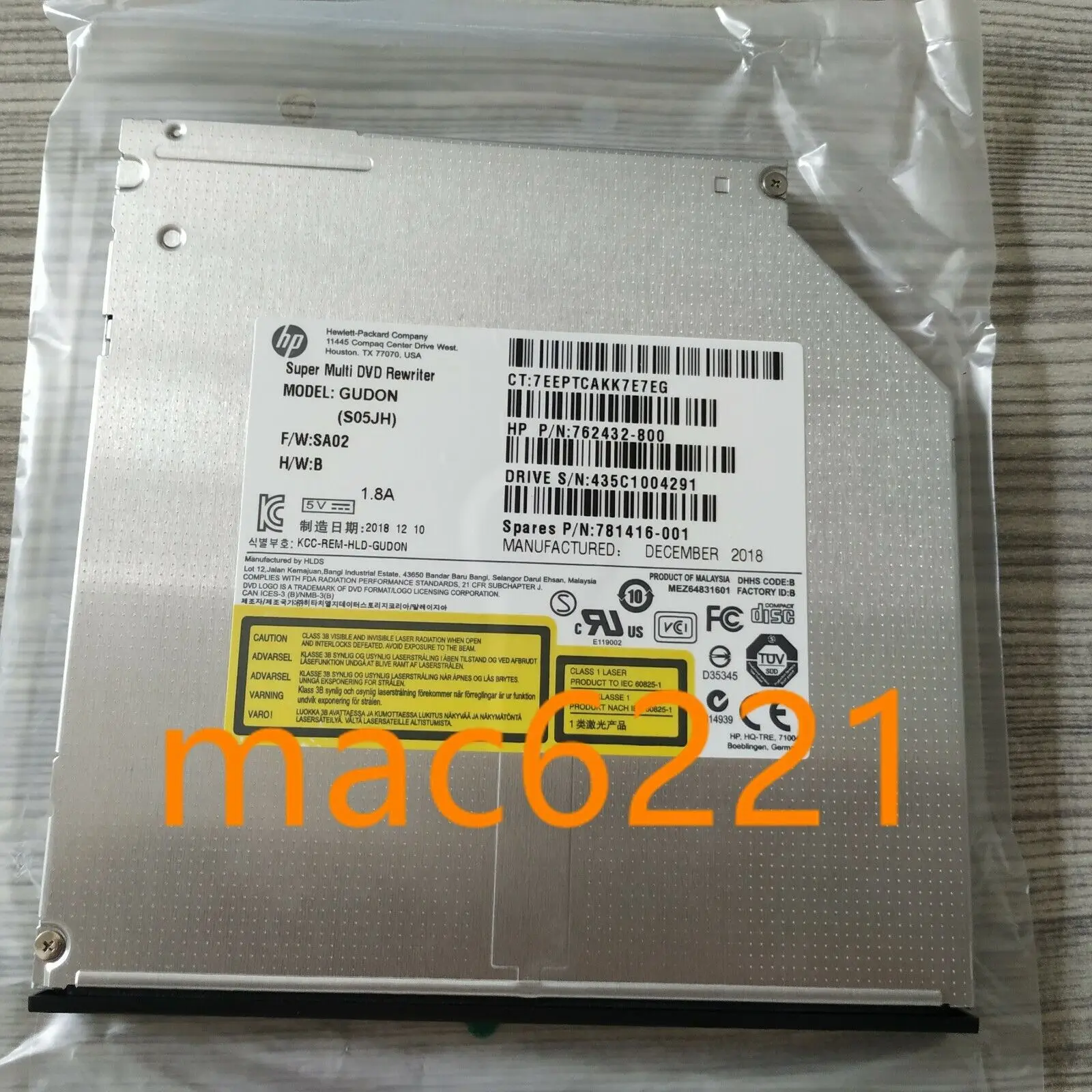 

1 шт. HP 800G2 SFF DVD +/-RW Slim Drive M диск 762432-800 781416-001 GUD0N