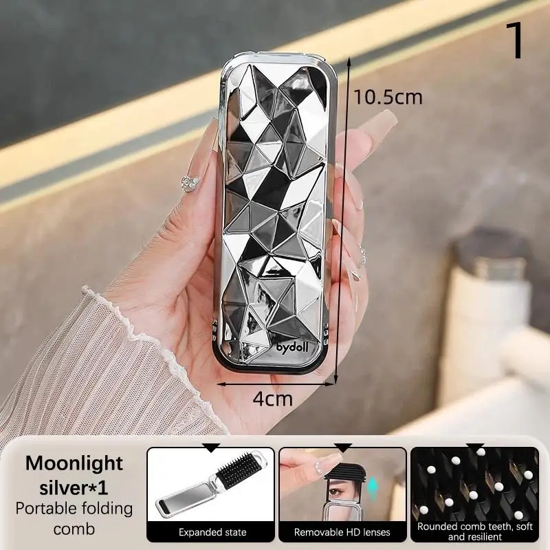 2 In 1 Mini Hair Brush Folding Massage Comb Head Massage Anti-Static Portable Hair Combs Mirror Air Cushion Scalp Massage Comb