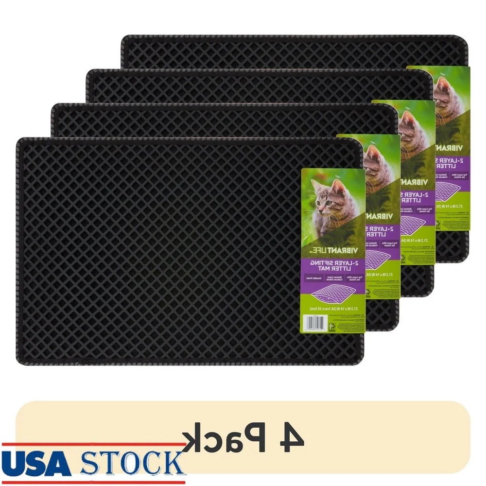 

4 Pack 2 Layer Sifting Cat Litter Mat Easy Clean Foam Debris Collection 21.3 x 14 Ideal Cat Litter Box
