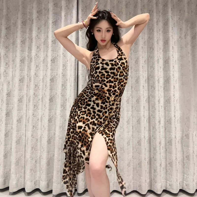 Volwassenen Ballroom Dans Praktijk Pakken Zwart Luipaard Latin Dans Jurk Vrouwen Chacha Samba Latin Dans Jurken Stadium Slijtage SL13197