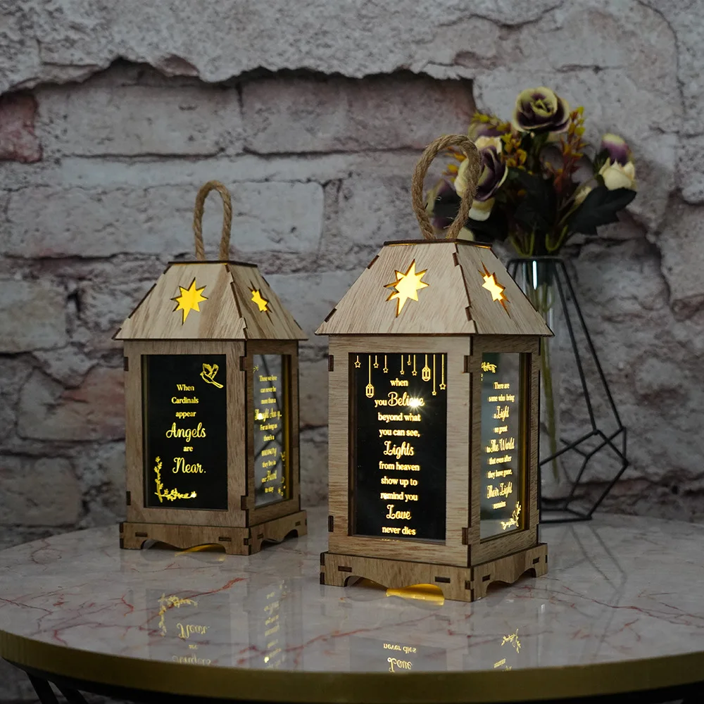 

Cross-border new wooden wind lanterns, commemorative lanterns, home decorations, candlesticks, relatives and lovers miss the mem