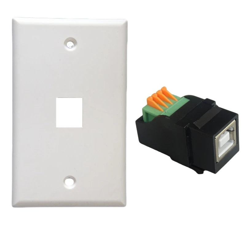 Base hembra de USB-B con conector de impresora terminal, soporte de hebilla para instalación de panel de pared, blanco y negro, 5 unidades