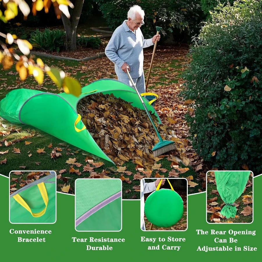 

Foldable Reusable Garden Leaf Collector Leaf Collector Pop-Up Rake & Leaf Scoop Bag for Outdoor Yard Cleaning