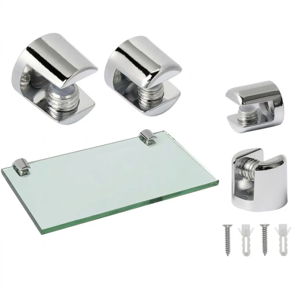 Glass Shelf Support Clamp Bracket Heavy Duty Zinc Alloy Hardware For Showcase Display Cabinet Wall Partition Fitting