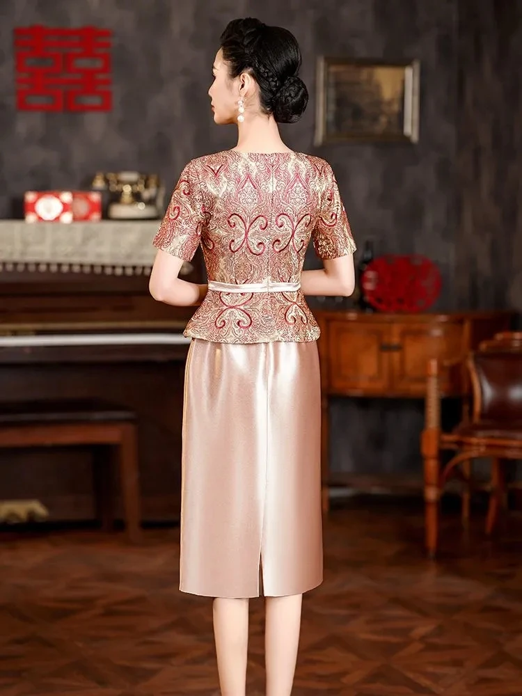Champagne qipao vestido de casamento 2025 nova primavera/verão vestido de banquete da mãe vestido de temperamento de alta qualidade